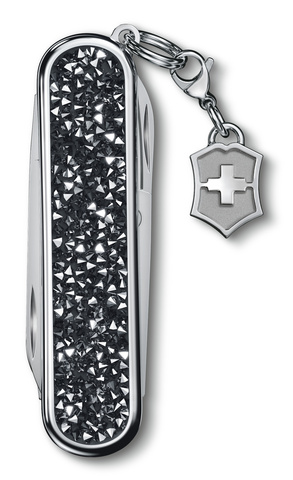 Нож-брелок Victorinox Classic Brilliant Crystal, 58 мм, 5 функций, черный/серебристый 0.6221.35 от прозводителя Victorinox